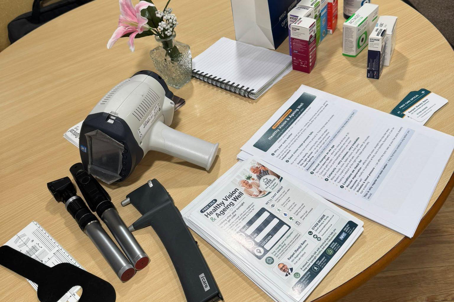 Educational materials and eye health information used during community talks